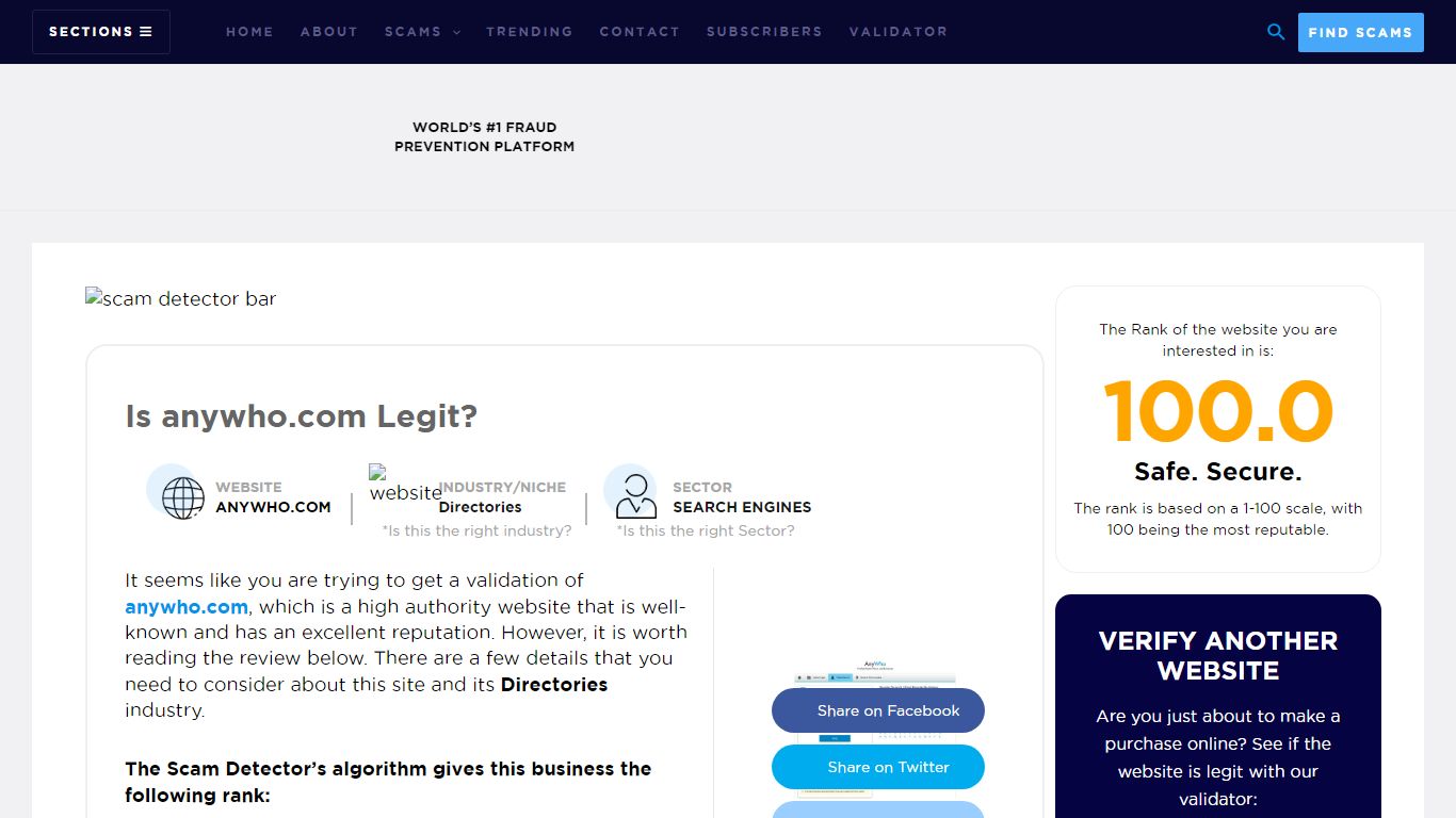 anywho.com Review - Scam Detector